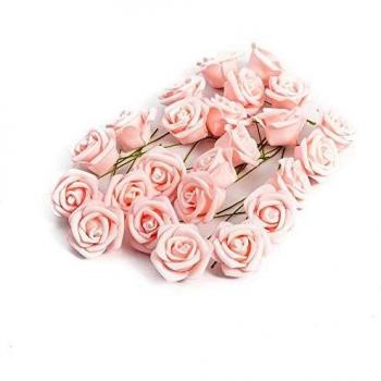 Roses en Mousse 24 unités sur tige 4x8 cm Rose