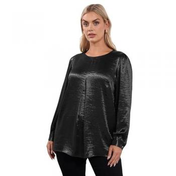 Blouse Élégante Écrasée Noire Yours Curve