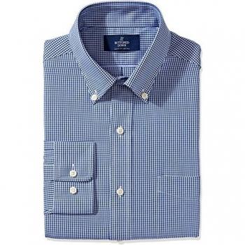 Camicia Buttoned Down, Classico Fit, Blu Gingham, 16 Neck 34 Sleeve