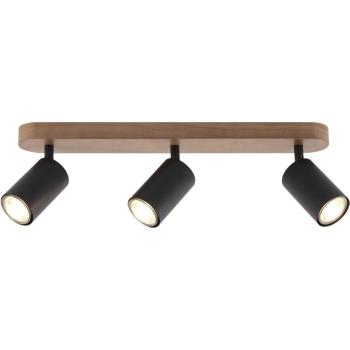 Regleta Pireo 3L en color negro con textura de madera – 3 bombillas 50 W GU‑10