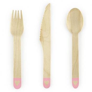 Set di posate Sweetheart in legno rosa 18 pezzi