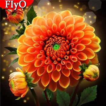Kit de Broderie Diamant Carré 5D – Motif Fleur de Dahlia 30 cm