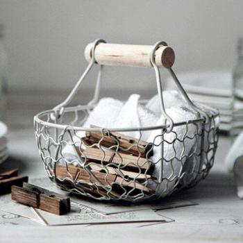 Rustic Wrought Iron Storage Basket