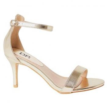 Tasha Gold Medium Stiletto Sandals (Size 5)