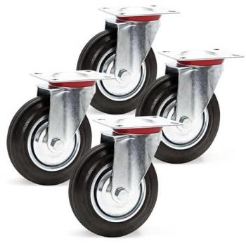 Roues Pivotantes en Caoutchouc Plein – Kit de 4 – Capacité 150 kg