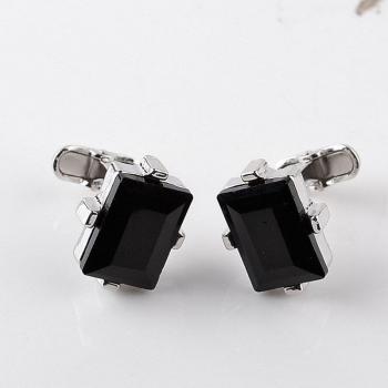 Bouton de manchette noire, design carré, idéal pour avocats