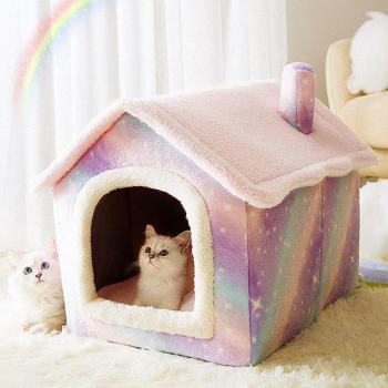Grey Dog Bed and Cat Tent with Self-Warming Cushion
