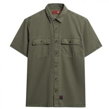 Superdry Camisa de Manga Corta Hombre en Verde Militar