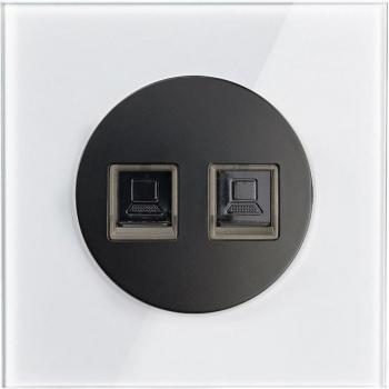 Wallpad L6 White Glass Double RJ45 CAT6 Ethernet Outlet