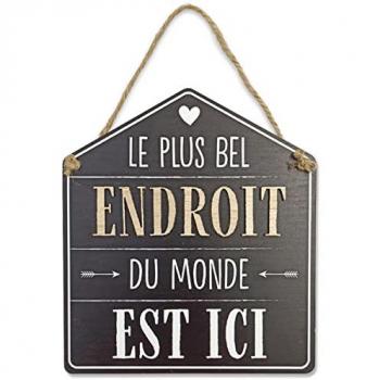 Plaquette à accrocher : le plus bel endroit du monde – Bois 19,5 x22 cm