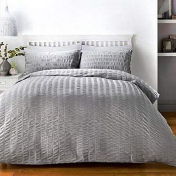 Textured Cotton Blend Seersucker Duvet Cover Set