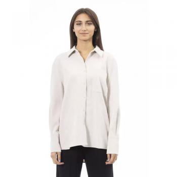 Alpha Studio White Polyester Shirt