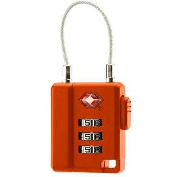 BasicNature TSA Zahlenschloss mit Stahlseil, orange