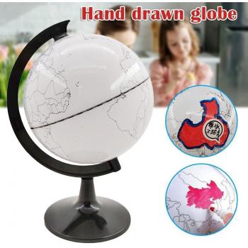 DIY Paintable and Erasable Globe with World Map, Includes 4 Brushes GK99