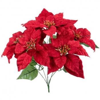 Ramo Artificiale Stella di Natale 35 cm, Set 2 (Rosso)