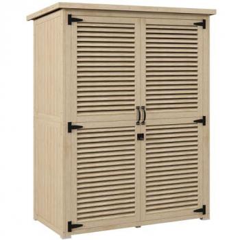 Outsunny Armario de Jardín de Madera 0,83 m² 127x65x168 cm