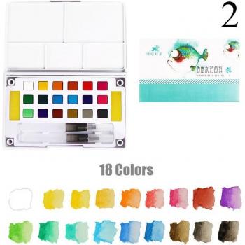 36 Colors Portable Travel Solid Pigment Watercolor Paints Set With Water Color Brush Pen