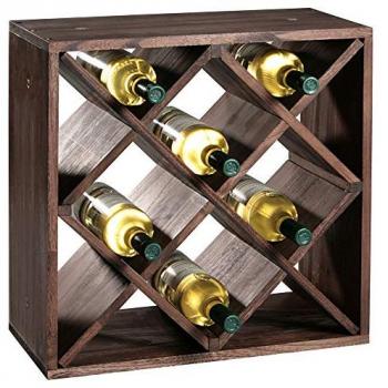Kesper Weinregal aus Kiefernholz für 20 Flaschen, stapelbar, braun, 50 x 50 x 25 cm