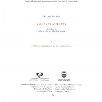 Luis Michelena. Obras completas. V. Historia y geograf?a de la lengua vasca