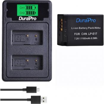 Batería DuraPro LP-E17 4x1180mAh + Cargador LCD para Canon EOS Rebel T6i