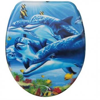 Premium Klodeckel mit Absenkautomatik und Delfin-Motiv