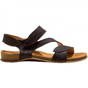 EL NATURALISTA 5810 Cuir Noir Sandales Plat Scratch