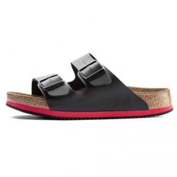 Birkenstock Sandale Arizona Superlauf, Birko-Flor, schwarz/rot Clog