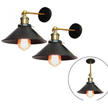 Lampada 2x Vintage Parete Industriale 180° Ø22cm