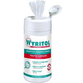 Lingettes nettoyantes et désinfectantes Wyritol pour surfaces dures