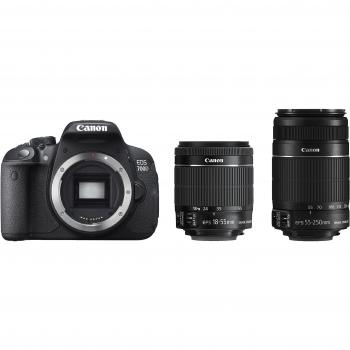 EOS 700D Réflex Noir – Pack Boîtier + Objectif 18‑55 mm f/3.5‑5.6 IS + 55‑250 mm f/4‑5