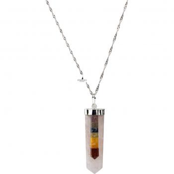 Collier en Argent avec Quartz Rose et Gemmes Chakras