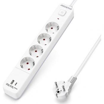 Regleta Aigostar Multi‑enchufe 4 + 2 USB + 1 TYPE‑C, cable 3 m