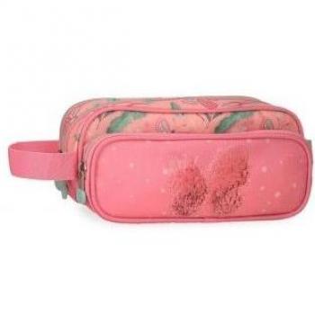 Estuche Enso rosa triple compartimento