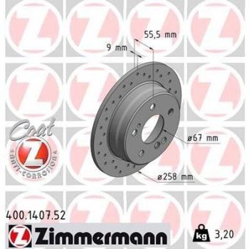Hinterachse Bremsscheibe ZIMMERMANN 400.1407.52