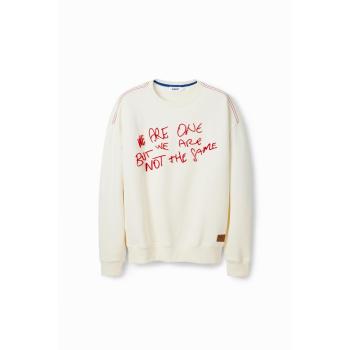 Desigual Felpa Uomo L Bianco Cotone Floccato