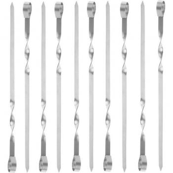 Utensilios de acero inoxidable para asar, agujas planas para camping
