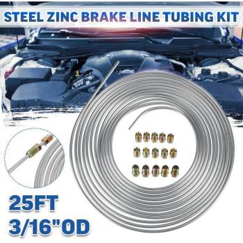 Kit frein ligne 25 ft, acier zincé – tubes ¼ OD + rouleau bobine + 15 raccords