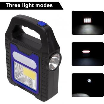 Solar USB Rechargeable Waterproof Flashlight with 3 Modes