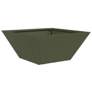 Rustic Olive Green Steel Planter, Medium Capacity, Ornamental Inlay Finish
