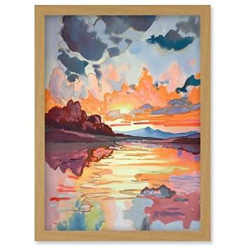 First Light Panorama: Mono Lake Atmosphere – Modern Watercolor Print, A4