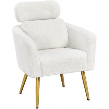 Yaheetech Wohnzimmer‑Büro Loungechair – Polstervollmund, Kopfstütze verstellbar, Metallfuß