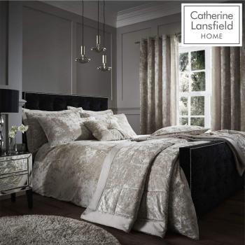 Catherine Lansfield Crushed Velvet Double Duvet Set Beige