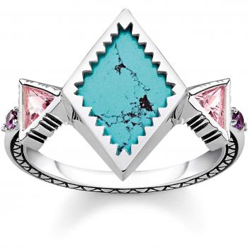 Thomas Sabo Schmuckring für Frauen ZickZack Türkis 925Silber