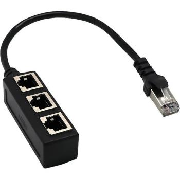 Red RJ45 Ethernet Splitter 1 Male to 3 Female Adapter