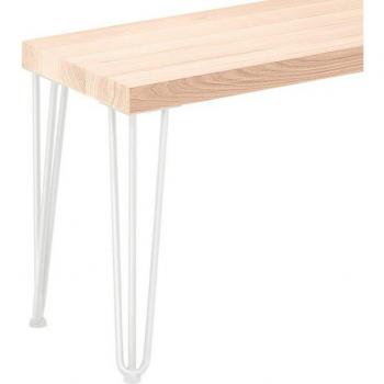 Tabouret Élégant en Bois Brut et Métal Blanc 30x30x47 cm
