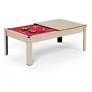 Billard Américain 5FT Convertible – KitBILL 183 × 102 × 78 cm – Plateau d’Accueil et Accessoires – Beige/Rouge