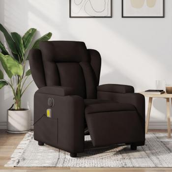 VidaXL Sillón reclinable de masaje eléctrico tela Marrón oscuro