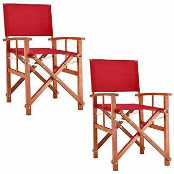 Chaises de jardin Cannes rouge en bois d'eucalyptus pliables