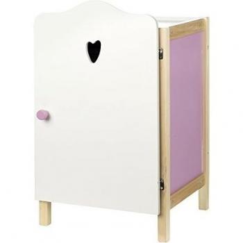 Mobile per Bambole RoBA con design Scarlett, ideale per conservare gli abiti della tua bambola, costituito da materiale legnoso e verniciato nei toni del bianco e rosa