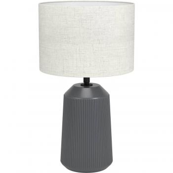EGLO Capalbio Grey Ceramic and White Fabric Ribbed Table Lamp